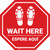 Wait Here Espere Aqui Shoe Prints Bilingual Spanish Stop - Floor Sign
