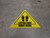 Wait Here Espere Aqui Shoe Prints Bilingual Spanish Triangle - Floor Sign