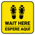 Wait Here Espere Aqui Shoe Prints Bilingual Spanish Yellow Square - Floor Sign