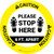 Caution: Please Stop Here 6 Ft Apart Shoe Prints Circular - Floor Sign
