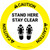 Caution: Stand Here Stay Clear Shoe Prints Circular - Floor Sign