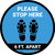 Please Stop Here 6 Ft Apart Shoe Prints Blue Circular - Floor Sign