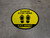 Please Stop Here 6 Ft Apart Shoe Prints Yellow Circular - Floor Sign
