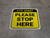 Please Stop Here 6 Ft Apart Yellow Square - Floor Sign