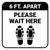 Please Wait Here 6 Ft Apart Shoe Prints Square - Floor Sign