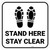 Stand Here Stay Clear Shoe Prints Square - Floor Sign