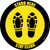 Stand Here Stay Clear Shoe Prints Yellow Black Border Circular - Floor Sign