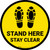 Stand Here Stay Clear Shoe Prints Yellow Circular - Floor Sign