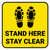 Stand Here Stay Clear Shoe Prints Yellow Square - Floor Sign