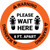 Warning: Please Wait Here 6 Feet Apart Shoe Prints Circular - Floor Sign