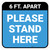 Please Stand Here 6 Ft. Apart Blue Square - Floor Sign