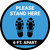Please Stand Here 6 Ft. Apart Shoe Prints Blue Circular - Floor Sign
