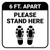 Please Stand Here 6 Ft. Apart Shoe Prints Square - Floor Sign