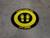 Please Stand Here 6 Ft. Apart Shoe Prints Yellow/Black Circular - Floor Sign