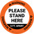 Warning: Please Stand Here 6 Ft. Apart Circular - Floor Sign