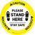 Caution: Please Stand Here Stay Safe Shoe Prints Circular - Floor Sign