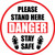Please Stand Here Danger - Stay Safe Shoe Prints Circular - Floor Sign