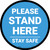Please Stand Here Stay Safe Blue Circular - Floor Sign