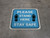 Please Stand Here Stay Safe Shoe Prints Blue Square - Floor Sign