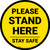 Please Stand Here Stay Safe Yellow Circular - Floor Sign