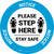 Notice: Please Step Here Stay Safe Shoe Prints Circular - Floor Sign