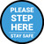 Please Step Here Stay Safe Blue Circular - Floor Sign
