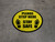 Please Step Here Stay Safe Shoe Prints Black Border Circular - Floor Sign
