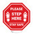 Please Step Here Stay Safe Shoe Prints STOP Circular - Floor Sign