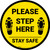 Please Step Here Stay Safe Shoe Prints Yellow Circular - Floor Sign