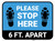 Please Stop Here 6 Ft Apart Shoe Prints Blue Rectangle - Floor Sign