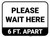 Please Wait Here 6 Ft Apart Rectangle - Floor Sign