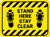 Stand Here Stay Clear Shoe Prints Hazard Stripes Rectangle - Floor Sign