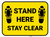 Stand Here Stay Clear Shoe Prints Yellow Rectangle - Floor Sign