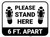Please Stand Here 6 Ft. Apart Shoe Prints Rectangle - Floor Sign