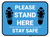 Please Stand Here Stay Safe Shoe Prints Blue Rectangle - Floor Sign
