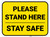 Please Stand Here Stay Safe Yellow Rectangle - Floor Sign