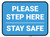 Please Step Here Stay Safe Blue Rectangle - Floor Sign