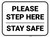 Please Step Here Stay Safe Rectangle - Floor Sign