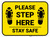 Please Step Here Stay Safe Shoe Prints Yellow Rectangle - Floor Sign