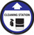 Cleaning Station Arrow With Icon Blue - Circular - Floor Sign