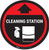Cleaning Station Arrow With Icon Red - Circular - Floor Sign