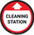 Cleaning Station With Arrow Red - Circular - Floor Sign