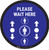 Please Wait Here With Social Distance Dots Blue - Circular - Floor Sign