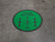 Please Wait Here With Social Distance Dots Green - Circular - Floor Sign