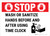 Stop - Wash Or Sanitize When Using Time Clock Landscape - Wall Sign