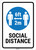 Social Distance Blue Icon Landscape - Wall Sign