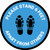 Please Stand 6 Feet Apart From Others Shoe Prints Blue - Circular - Floor Sign