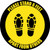 Please Stand 6 Feet Apart From Others Shoe Prints Yellow Black Border - Circular - Floor Sign