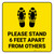 Please Stand 6 Feet Apart From Others Shoe Prints Yellow Square
