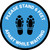 Please Stand 6 Feet Apart While Waiting Shoe Prints Blue - Circular - Floor Sign